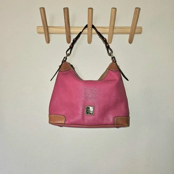Dooney & Bourke Erica Pebbled Leather Hobo Shoulder Bag Fuchsia Pink - Picture 2 of 16